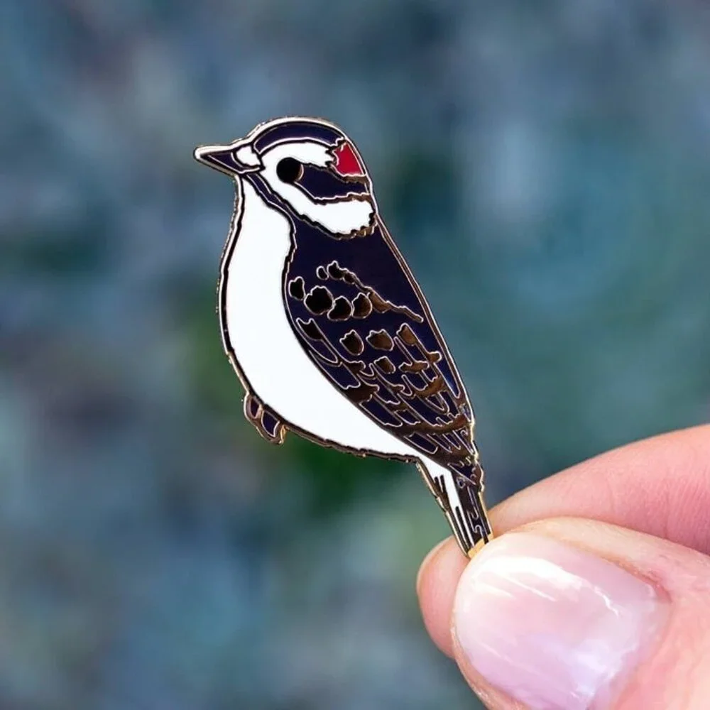 Woodpecker Bird Enamel Pin‎ - Gold Plated Nature Jewelry - Wildlife Brooch
